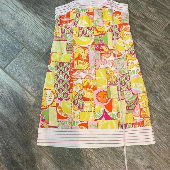Lilly Pulitzer Happiest Hour print Strapless shift dress floral  Women’s size 4 - Picture 6 of 9